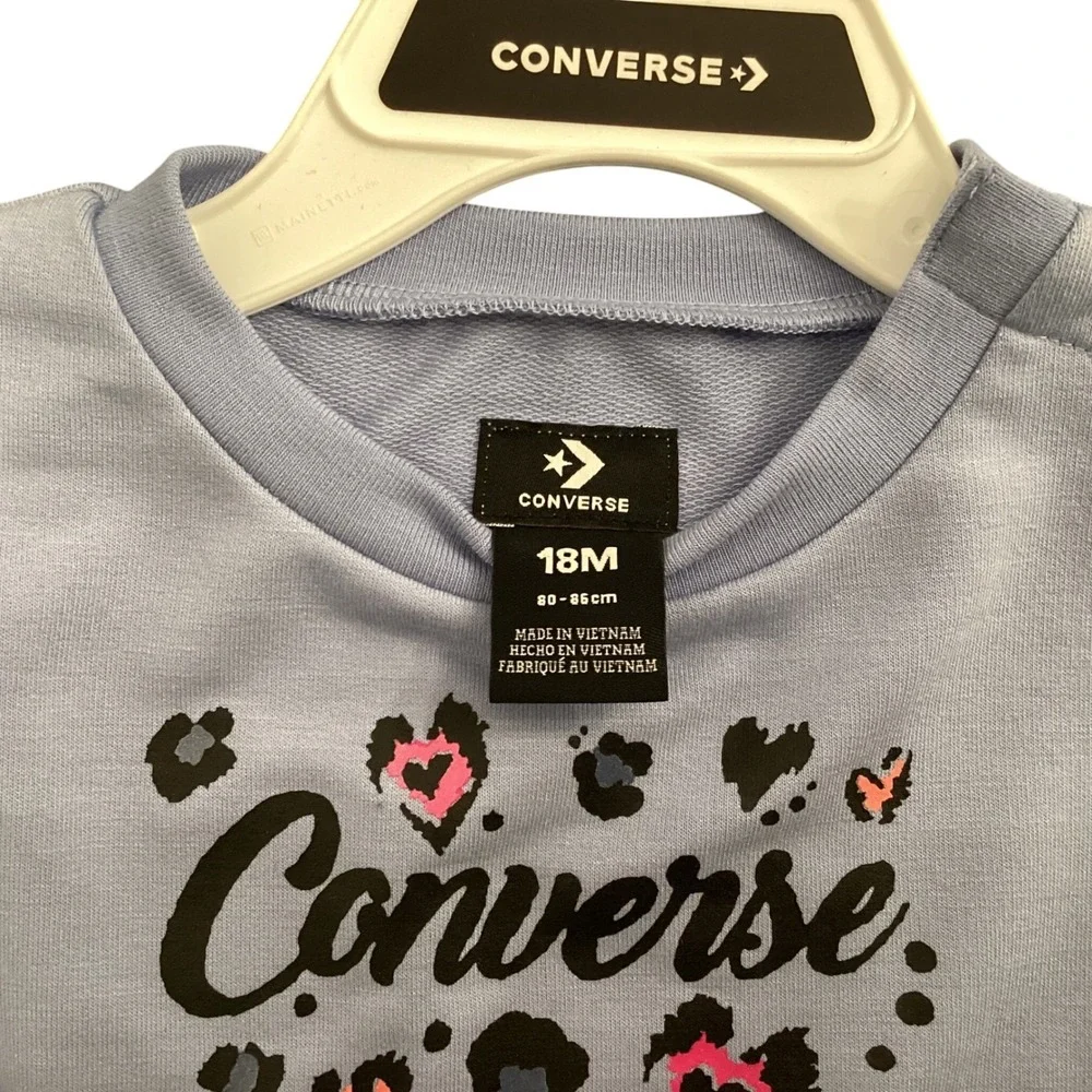 Converse Kids 2 Piece Set Lavender Top Peach‎ Leggings Animal Print 18M